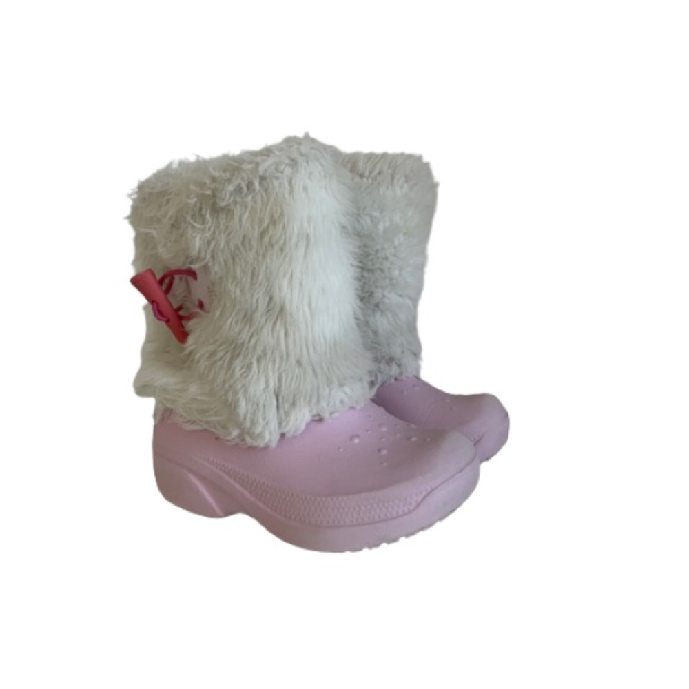Crocs Pink Boots with Faux Fur Girls Size 10/11C